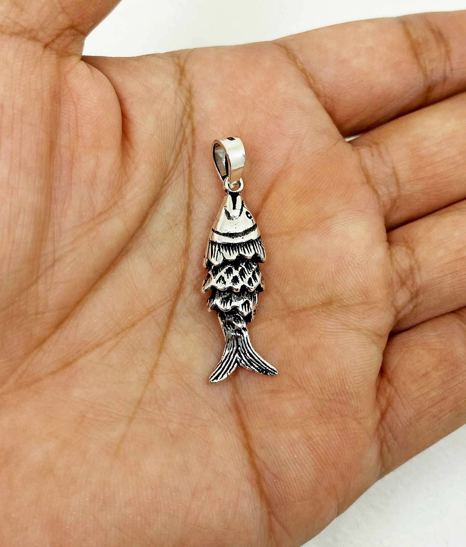 Handmade 3D Movable Fish Charm - 925 Sterling Silver Ocean Themed Jewelry