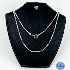 Handmade 925 Sterling Silver Bar and Bead Chain Necklace - Minimalist Dainty Jewelry
