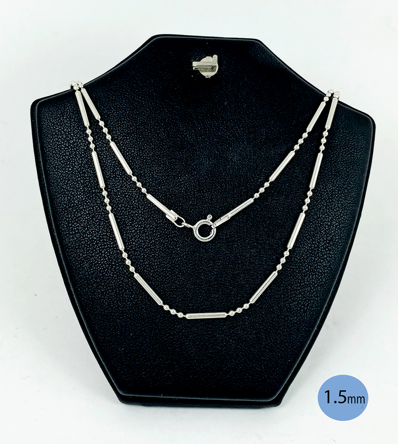 Handmade 925 Sterling Silver Bar and Bead Chain Necklace - Minimalist Dainty Jewelry