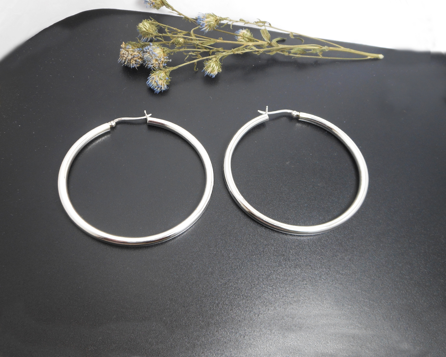 Handmade 925 Sterling Silver Large 60mm Round Hoop Earrings – Sculptural Wide Circle Hoops - Image 12