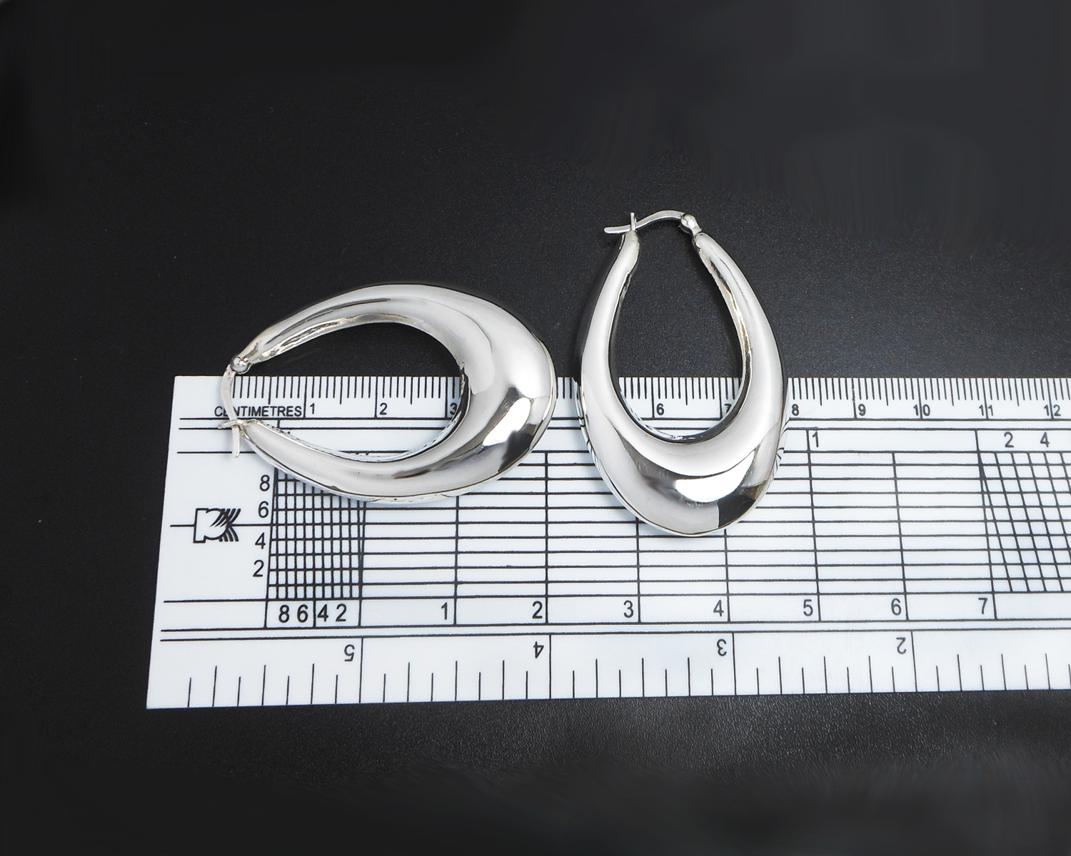 Handmade 925 Sterling Silver Puffy Oval Hoop Earrings – 47mm Sculptural Hoops - Image 12
