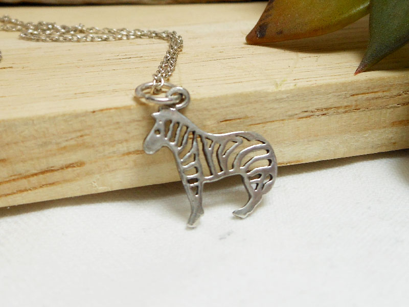 Handmade 925 Sterling Silver Zebra Pendant Necklace - Artisan Safari Jewelry - Image 2