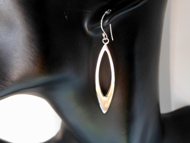 Handmade 925 Sterling Silver Open Leaf Drop Earrings – Long 55mm Dangle Earrings - Image 2