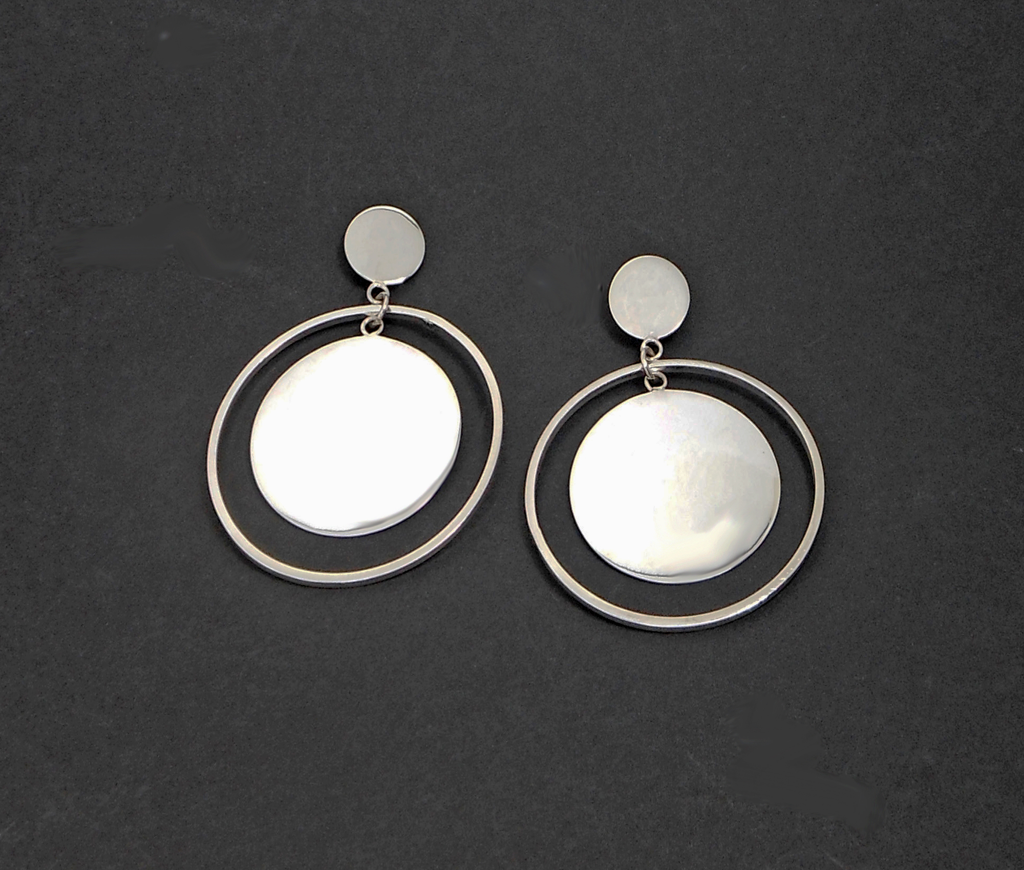 Handmade 925 Sterling Silver Spinning Circle & Disc Drop Earrings – Contemporary Geometric Jewelry - Image 2