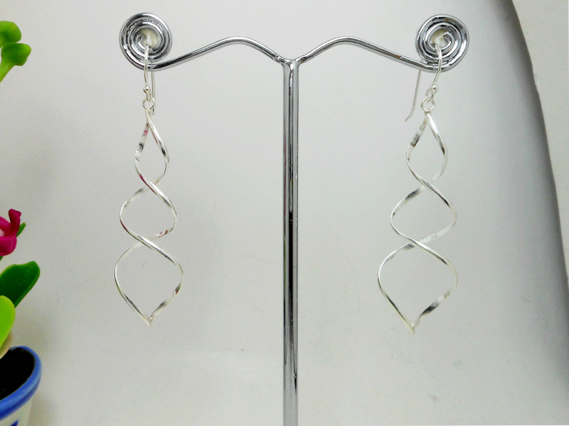 Handmade 925 Sterling Silver Spiral Dangle Earrings – Modern Twist Drop Jewelry - Image 2