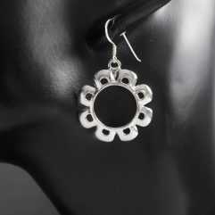 Handmade 925 Sterling Silver Flower Dangle Earrings – Elegant Floral Drop Jewelry