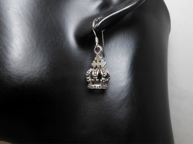 Handmade 925 Sterling Silver Small Textured Royal Crown Dangle Earrings – Vintage Regal Jewelry - Image 2