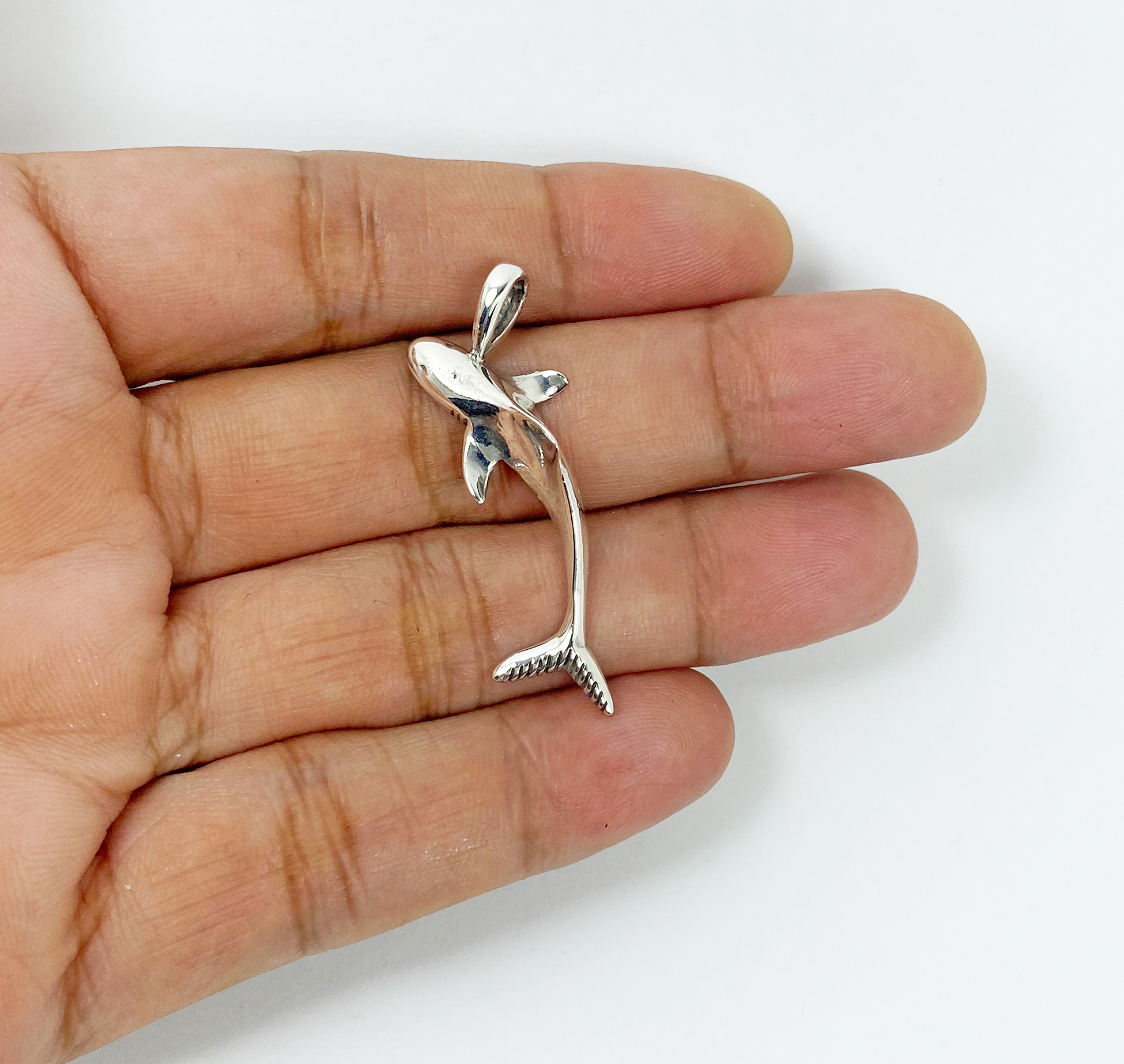 Handmade 3D Solid 925 Sterling Silver Shark Pendant - Nautical Jewelry Gift