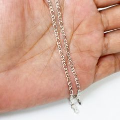 Handmade Minimalist Figaro Chain Necklace - 925 Sterling Silver Unisex Link Chain
