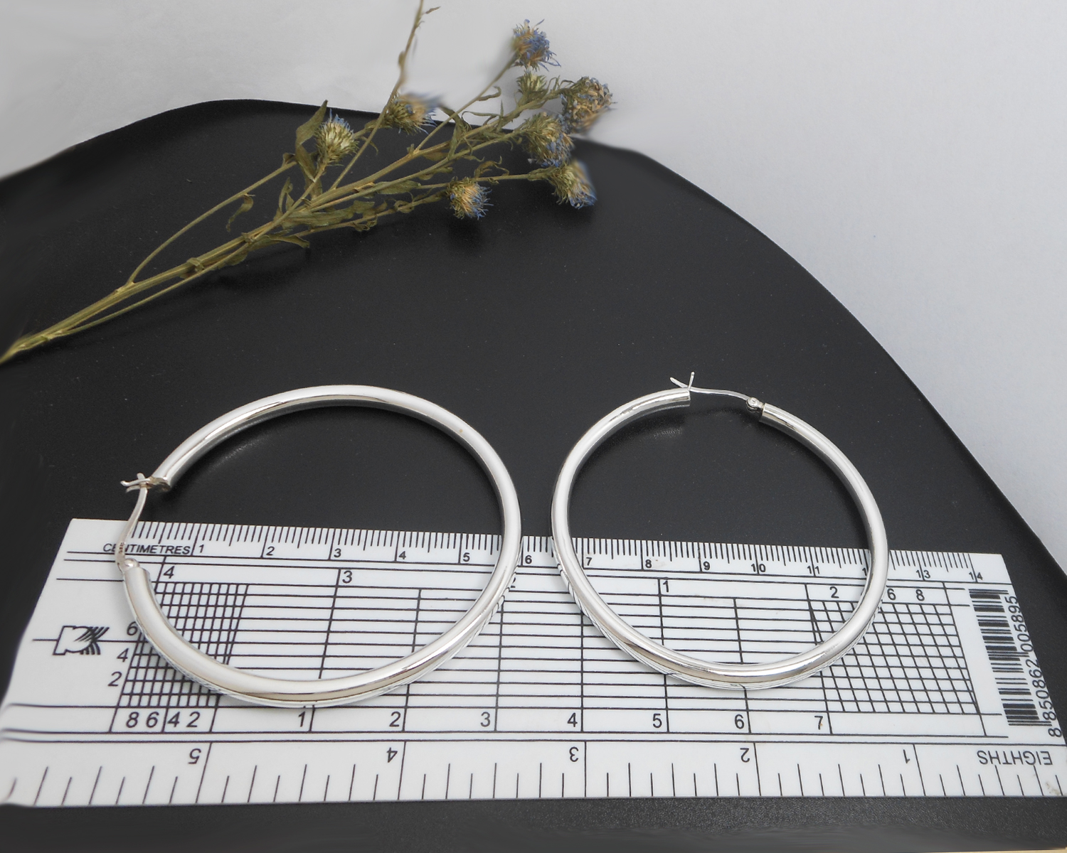 Handmade 925 Sterling Silver Large 60mm Round Hoop Earrings – Sculptural Wide Circle Hoops - Image 11