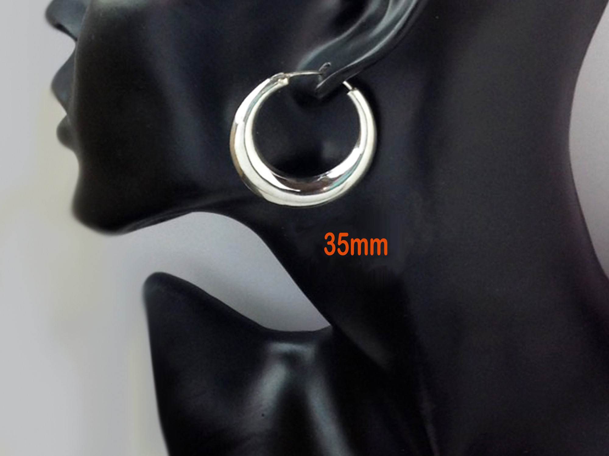 925 Sterling Silver Puffy Tribal Chubby Hoop Earrings - Handmade Round Hoops (Multi-Size) - Image 3