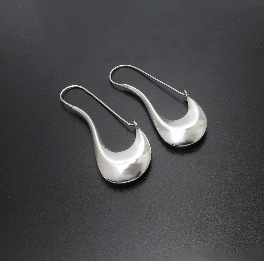 925 Sterling Silver Puffy Pipe Dangle Hoops –Handmade Sculptural Earrings - Image 3