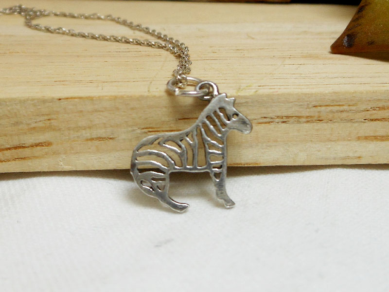Handmade 925 Sterling Silver Zebra Pendant Necklace - Artisan Safari Jewelry - Image 3