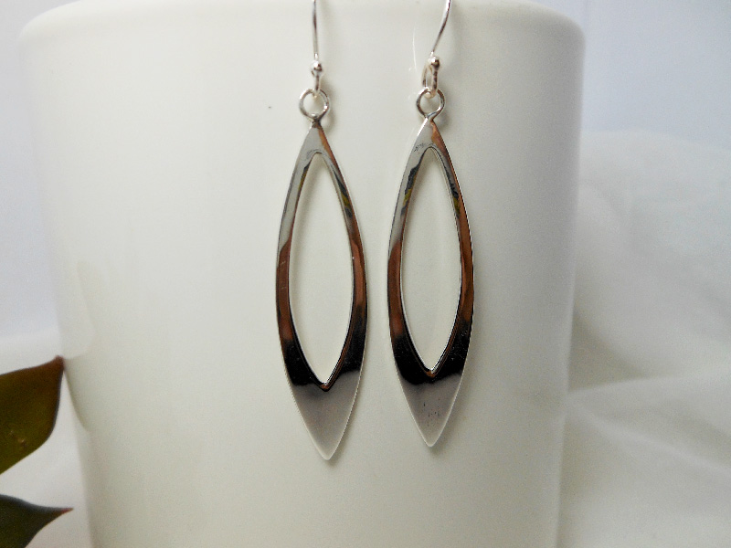 Handmade 925 Sterling Silver Open Leaf Drop Earrings – Long 55mm Dangle Earrings - Image 3