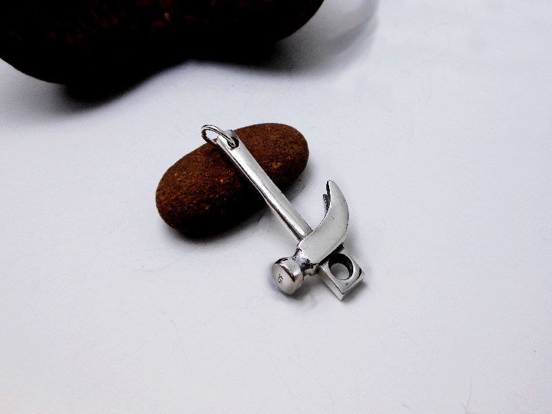 Handmade 925 Sterling Silver Hammer Pendant - Unisex 3D Tool Charm | Sup Silver - Image 3