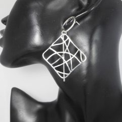 Handmade 925 Sterling Silver Abstract Web Earrings β Large Geometric Statement Dangles