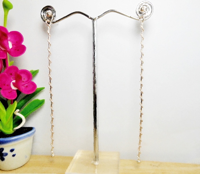 Handmade 925 Sterling Silver Long Bar Dangle Earrings – Minimalist Statement Studs - Image 3