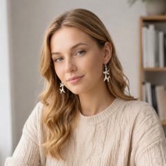 Handmade 925 Sterling Silver Solid Giraffe Dangle Earrings – Cute Animal Lover Jewelry