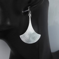 Handmade 925 Sterling Silver Sandy Textured Bell Flower Dangle Earrings – Symbolic Statement Jewelry