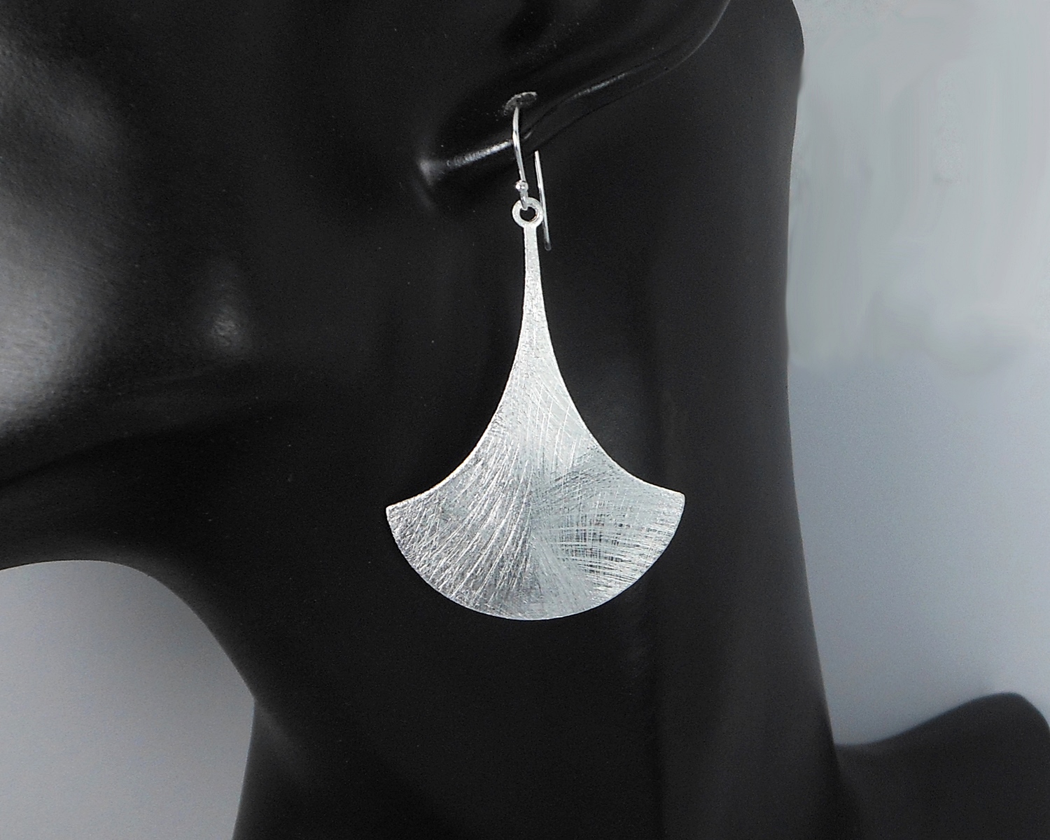 Handmade 925 Sterling Silver Sandy Textured Bell Flower Dangle Earrings – Symbolic Statement Jewelry