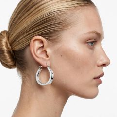 925 Sterling Silver Puffy Flat Ellipse Hoop Earrings | Handmade Women's Oval Hoops
