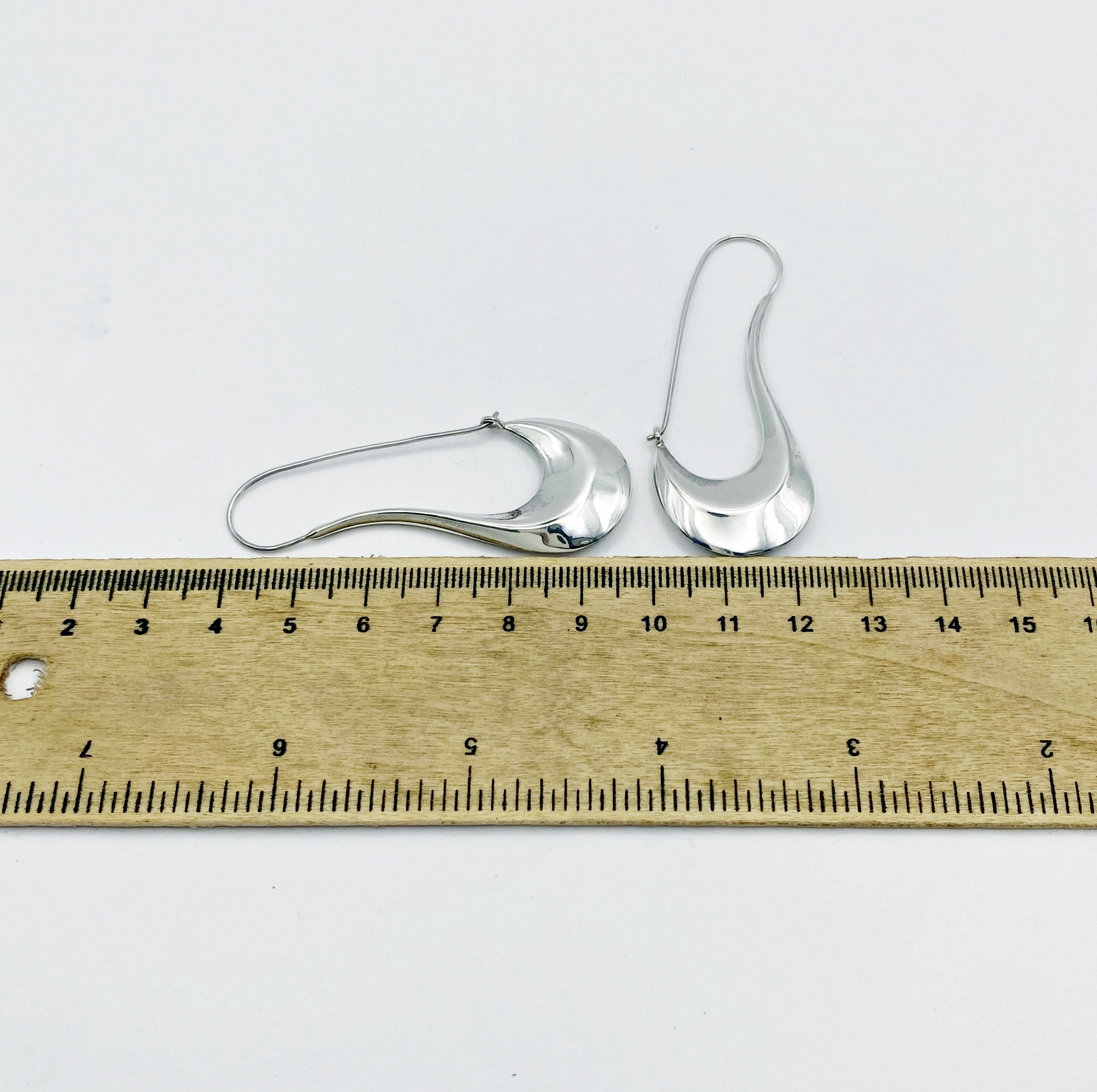 925 Sterling Silver Puffy Pipe Dangle Hoops –Handmade Sculptural Earrings - Image 4