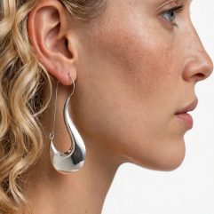 Handmade 81mm Large Puffy Pipe Dangle Earrings – 925 Sterling Silver Statement Jewelry