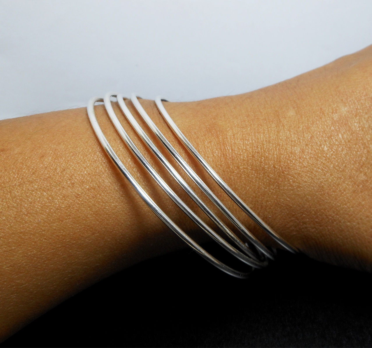 Handmade 925 Sterling Silver Minimalist Solid Round Bangle – Slim Stacking Bracelet - Image 7