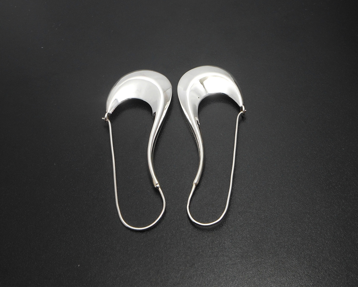 925 Sterling Silver Puffy Pipe Dangle Hoops –Handmade Sculptural Earrings - Image 4