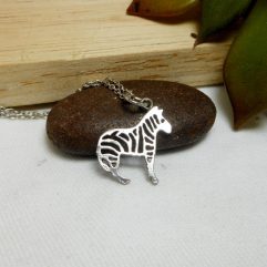 Handmade 925 Sterling Silver Zebra Pendant Necklace - Artisan Safari Jewelry