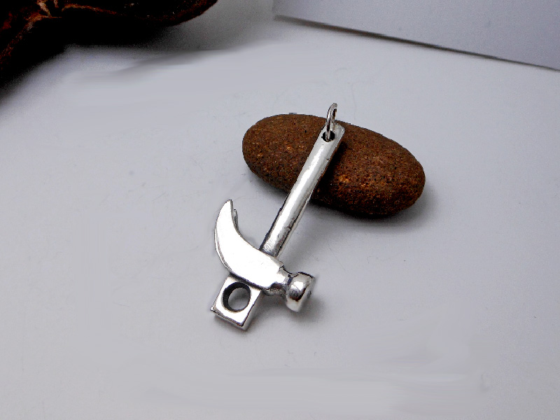 Handmade 925 Sterling Silver Hammer Pendant - Unisex 3D Tool Charm | Sup Silver - Image 4