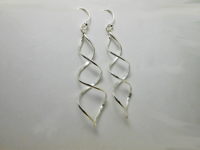 Handmade 925 Sterling Silver Spiral Dangle Earrings – Modern Twist Drop Jewelry - Image 4
