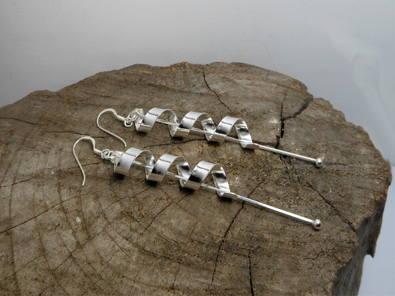 Handmade 925 Sterling Silver Spiral Coil Drop Earrings – Modern Dangling Rod Jewelry - Image 8