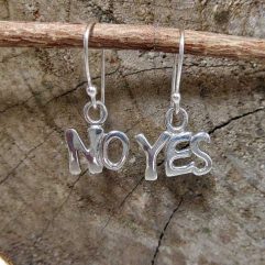 Handmade 925 Sterling Silver Yes No Mismatch Earrings – Unique Word Letter Drop Jewelry