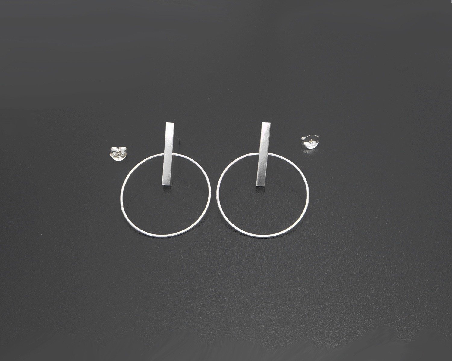 Handmade 925 Sterling Silver Circle Dangle Stud Earrings – Modern Geometric Hoop Drop Jewelry - Image 4