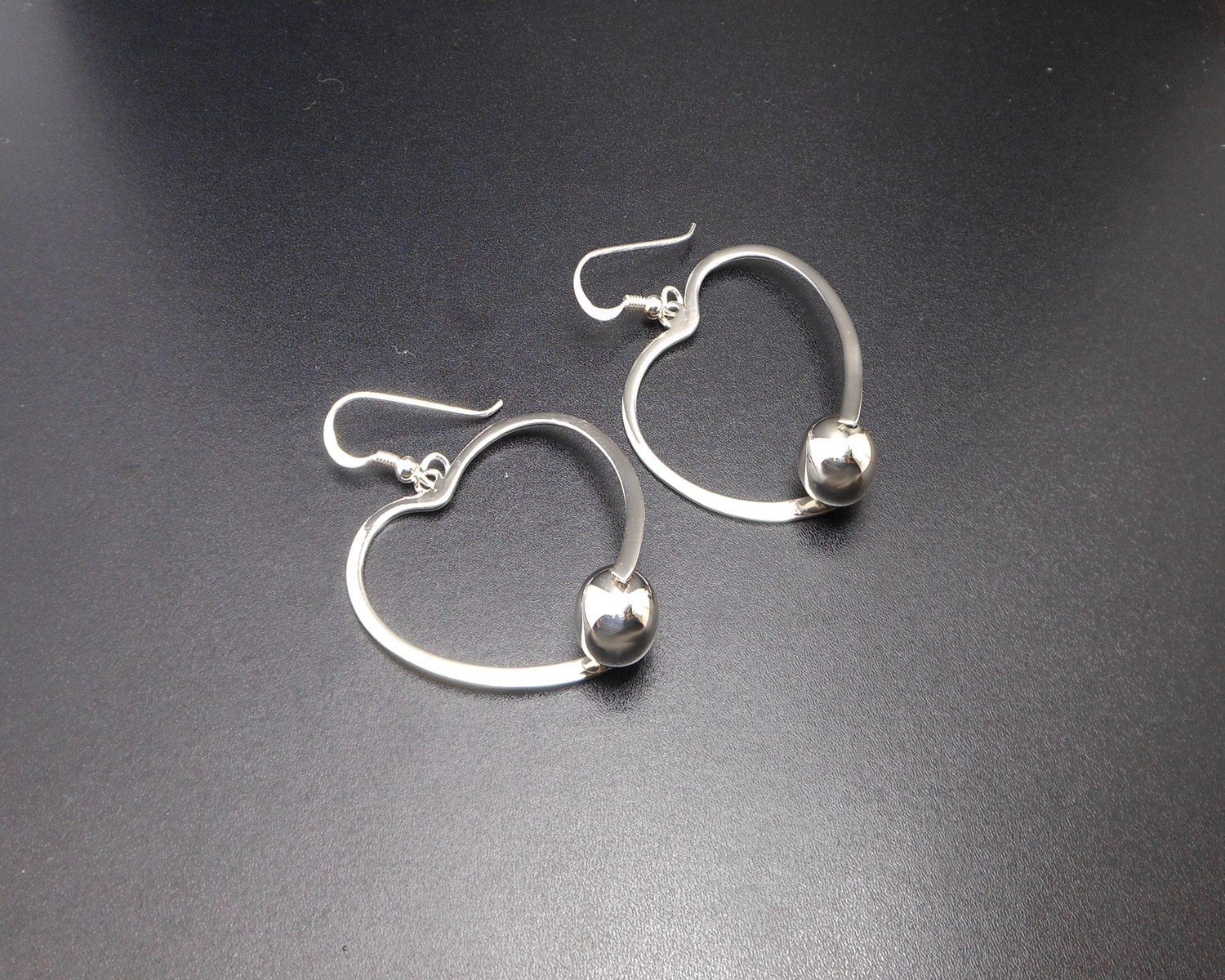 925 Sterling Silver Open Heart Bead Drop Earrings – Romantic Valentine's Gift - Image 4