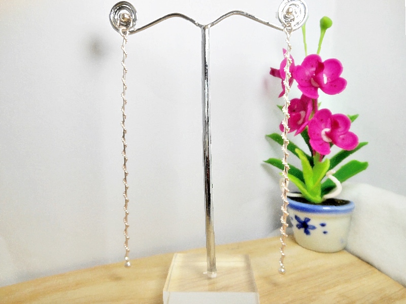 Handmade 925 Sterling Silver Long Bar Dangle Earrings – Minimalist Statement Studs - Image 4