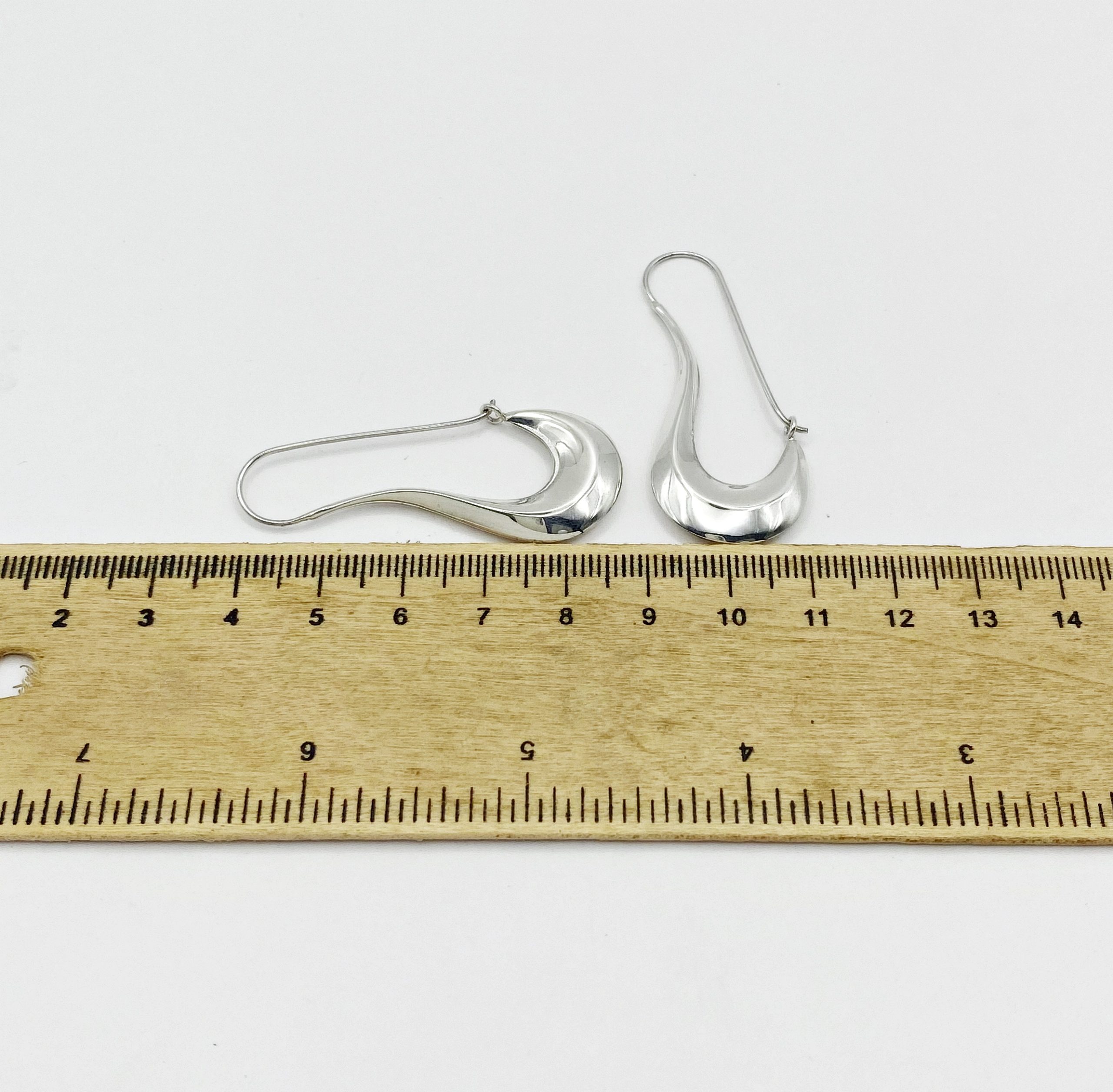 925 Sterling Silver Puffy Pipe Dangle Hoops –Handmade Sculptural Earrings - Image 3