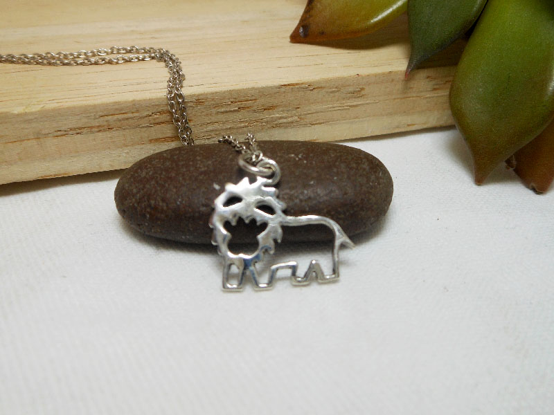 Handmade 925 Sterling Silver Cutout Lion Pendant Necklace - Safari Jewelry Gifts - Image 5