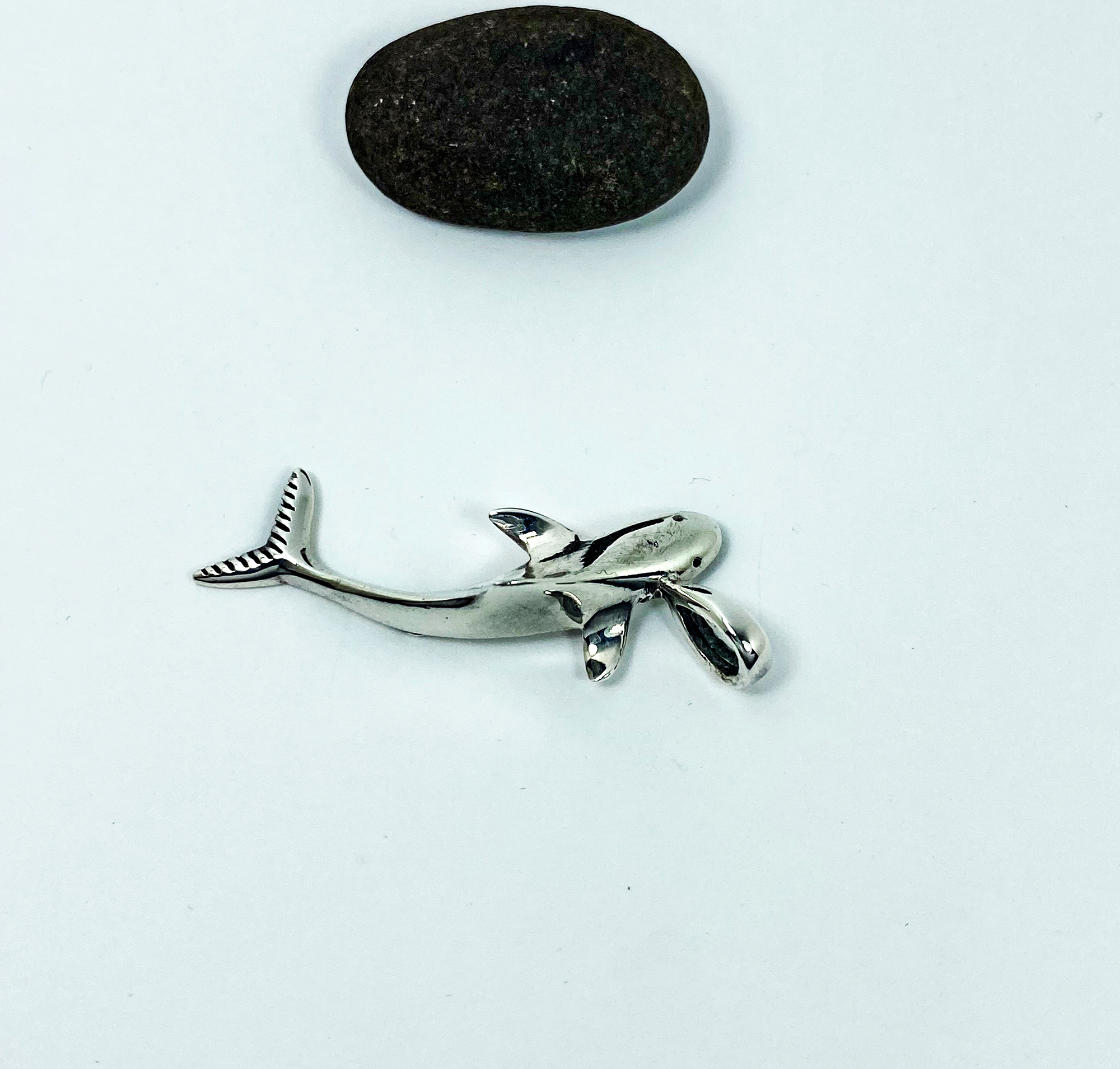 Handmade 3D Solid 925 Sterling Silver Shark Pendant - Nautical Jewelry Gift - Image 5