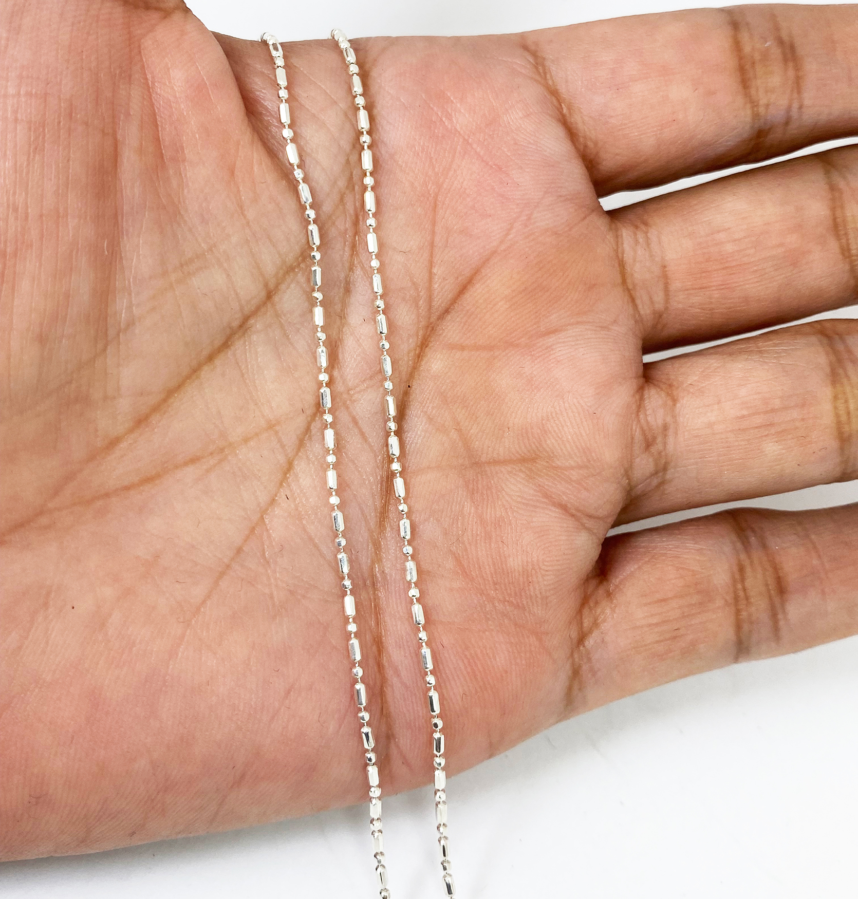 Handmade Minimalist Fancy Cutting Beads Chain Necklace - 925 Sterling Silver for Her - Image 5