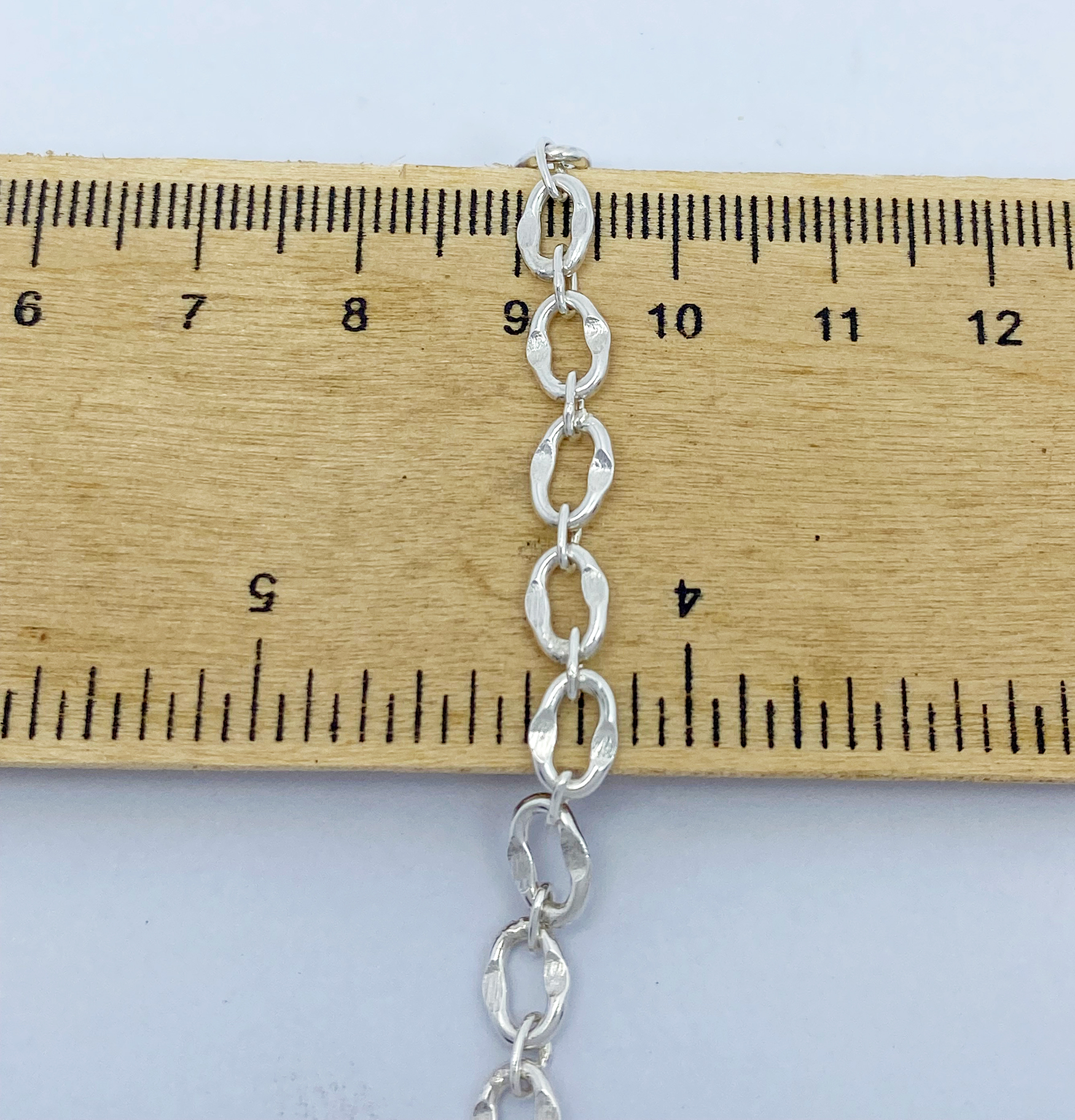 Handmade 925 Sterling Silver Oval Textured Cable Link Chain Bracelet – Artisan Women's Jewelry - Image 5