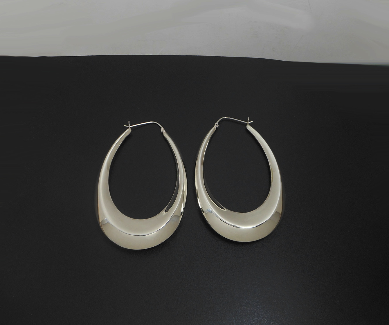 Handmade 925 Sterling Silver Tapered Oval Hoop Earrings – Chunky Sculptural Hoops - Image 12