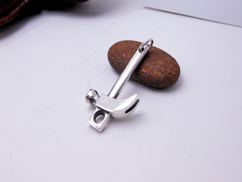 Handmade 925 Sterling Silver Hammer Pendant - Unisex 3D Tool Charm | Sup Silver - Image 5