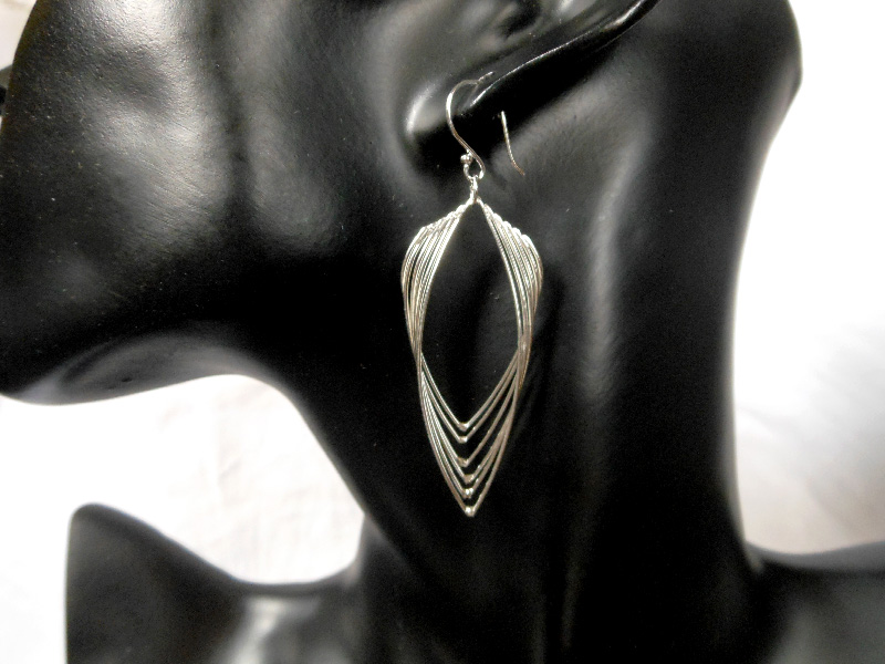 Handmade 925 Sterling Silver Multi-Layered Leaf Drop Earrings – Contemporary Geometric Jewelry - Image 5