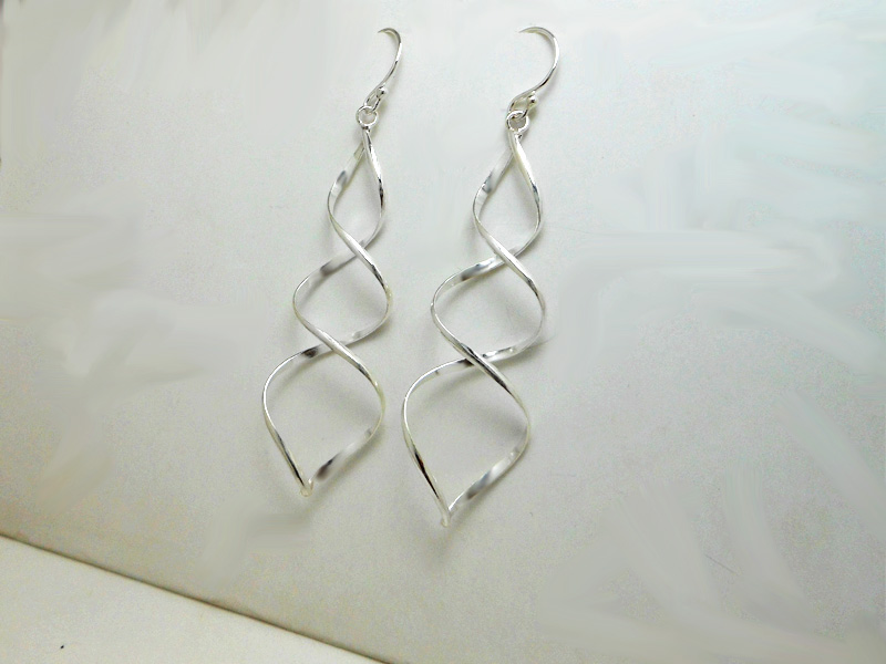 Handmade 925 Sterling Silver Spiral Dangle Earrings – Modern Twist Drop Jewelry - Image 5