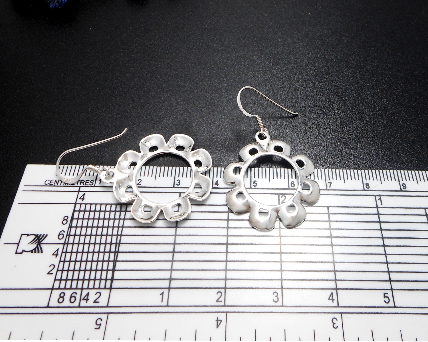Handmade 925 Sterling Silver Flower Dangle Earrings – Elegant Floral Drop Jewelry - Image 5