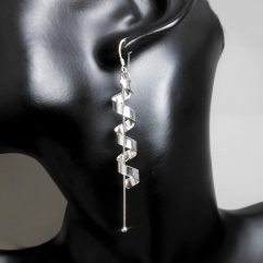 Handmade 925 Sterling Silver Spiral Coil Drop Earrings – Modern Dangling Rod Jewelry