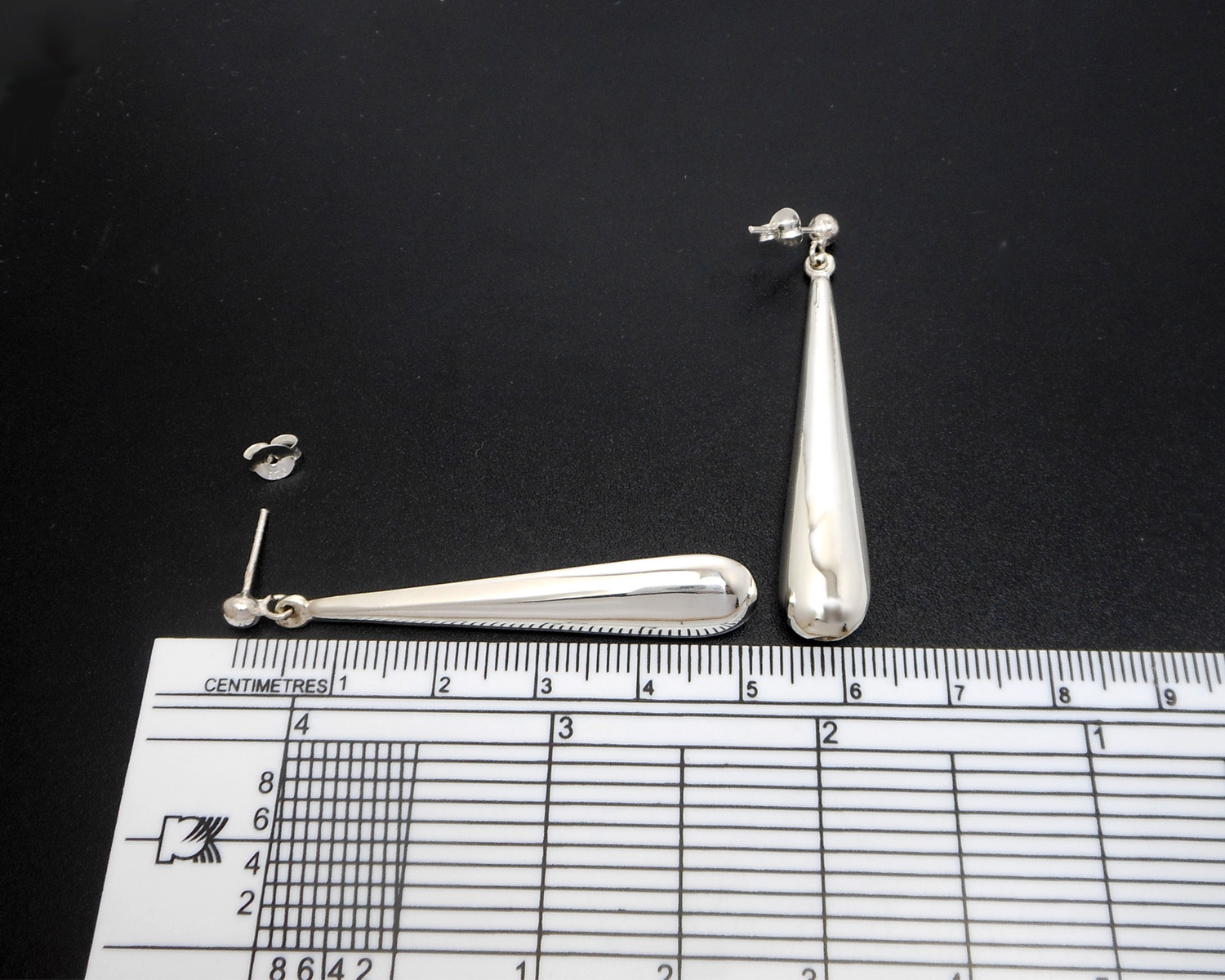 Handmade 925 Sterling Silver Puffy Long Teardrop Stud Dangle Earrings – Minimalist Drop Jewelry - Image 5