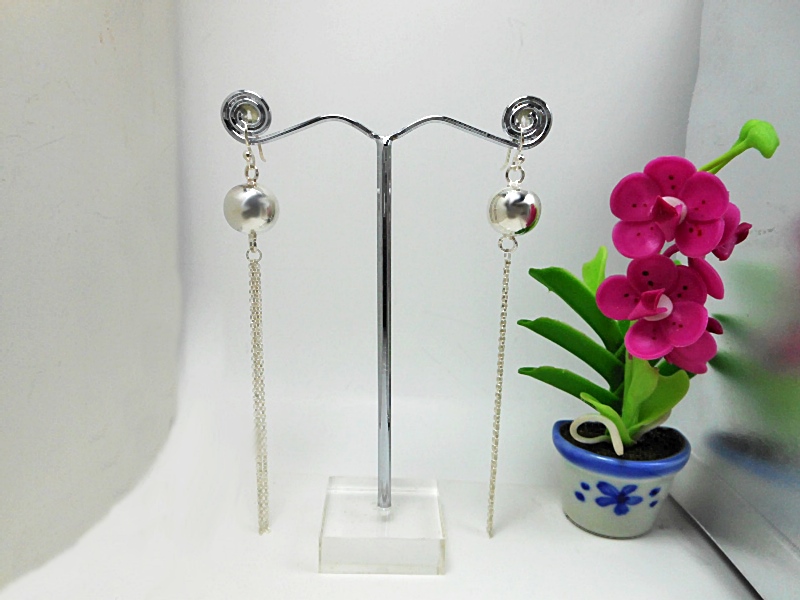 Handmade 925 Sterling Silver Polished Bead & Chain Tassel Drop Earrings – Statement Dangle Jewelry - Image 5